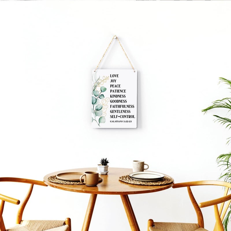 BELLOWDEER Christian Wall Decor Galatians 5:22-23 Fruit Of The Spirit Decor Wooden Hanging Sign Christian Sign Farmhouse Sign Wooden Sign for Living Room Decorative Christian Bible Verse Wall Art 8x10 Inches - Image 4